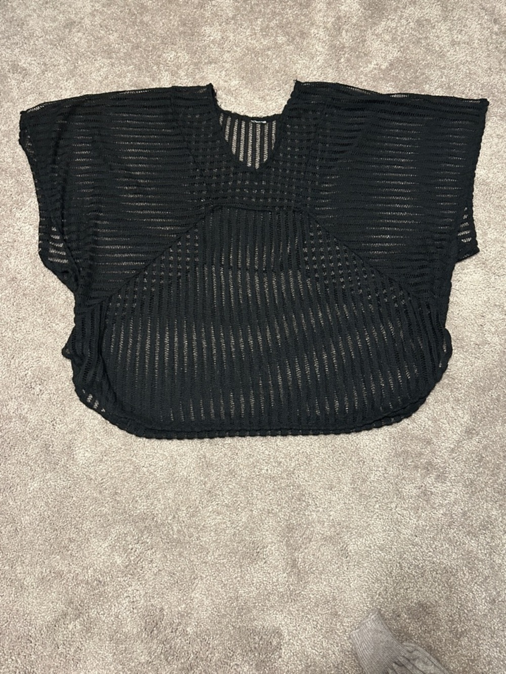 🎁Sheer Black Knit Boxy swim cover up one size
